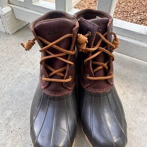 Sperry Brown and Black Rain Snow Boots